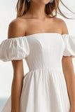 A Line White Off The Shoulder Short Graduation Dress