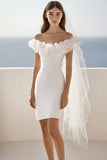 Bodycon White Off The Shoulder Ruffled Graduation Dress