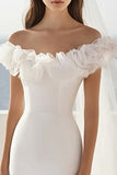 Bodycon White Off The Shoulder Ruffled Graduation Dress