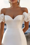 Off The Shoulder Bodycon White Short Graduation Dress