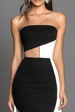 Strapless Mermaid Black Tie Dress with Slit