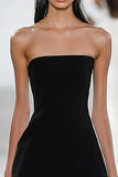 Simple Strapless A Line Little Black Dress