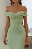 Navy Off the Shoulder Long Formal Dress