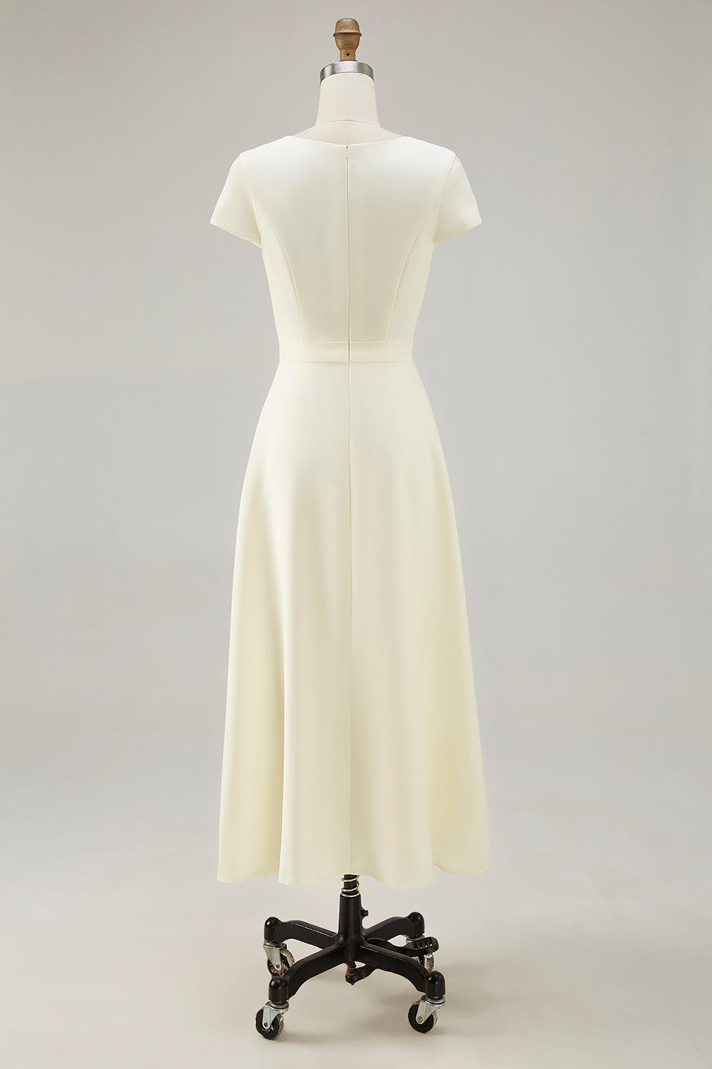 Daffodil A Line Boat Neck Vintage Satin Long Work Dress Daffodil A Line Boat Neck Vintage Satin Long Work Dress