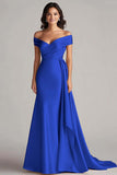 Off The Shoulder Champagne Long Formal Dress
