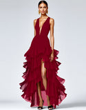 Black V Neck Long Formal Dress With Slit