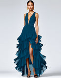 Black V Neck Long Formal Dress With Slit