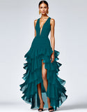 Black V Neck Long Formal Dress With Slit