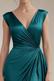Royal Blue A Line Ruched Long Formal Dress