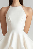 Simple A Line Ivory Chiffon Short Graduation Dress