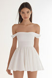 Off the Shoulder Ivory A Line Graduation Dress
