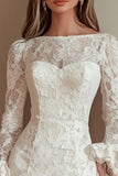 Long Sleeves Bodycon White Lace Graduation Dress