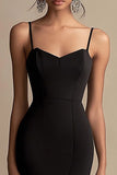 Black Mermaid Ruffled Midi Graduation Dress