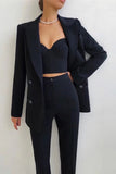Purple Peak Lapel 3-Piece Double Breasted Women Prom Suits