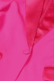 Fuchsia 2-Piece Peak Lapel  Women Prom Suits with Feather