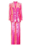 Sparkly Fuchsia 2-Piece Peak Lapel Women Suits with Pockets