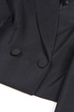 Black 2-Piece Peak Lapel Short Women Prom Suits with Feather