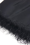 Black 2-Piece Peak Lapel Short Women Prom Suits with Feather