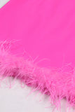 Black 2-Piece Peak Lapel Short Women Prom Suits with Feather