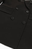 Sparkly Black Peak Lapel Double Breasted Women Prom Blazer with Beading