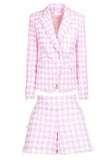 Pink 2-Piece Peak Lapel Double Breasted Women Prom Suits with Pockets