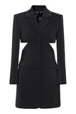 Black Notched Lapel Cut Out Women Prom Suits with Bow