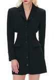 Black Notched Lapel Cut Out Women Prom Suits with Bow