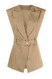 White Peak Lapel Sleeveless Satin Women Blazer