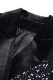 Sparkly Black Sequins Peak Lapel Double Breasted Women Prom Blazer