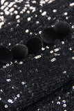 Sparkly Black Sequins Peak Lapel Double Breasted Women Prom Blazer