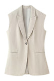 Khaki 2-Piece Peak Lapel Sleeveless Women Prom Suits