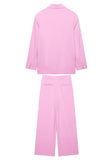 Pink 2 Piece Peak Lapel Women Prom Suits with Strings