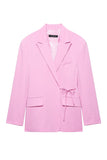 Pink 2 Piece Peak Lapel Women Prom Suits with Strings