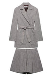 Grey 2-Piece Notched Lapel Women Prom Suits with Belts