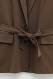 Coffee 2 Piece Notched Lapel Women Prom Suits with Belts