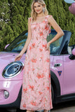 Pink Floral Ruffled A Line Party Dress