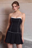 Black Spaghetti Straps A Line Cocktail Dress