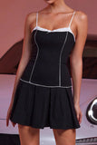 Black Spaghetti Straps A Line Cocktail Dress