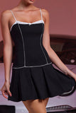 Black Spaghetti Straps A Line Cocktail Dress