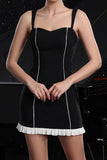 Black Spaghetti Straps Bodycon Cocktail Dress