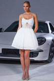 Corset White A Line Graduation Dress With 3D Flowers
