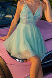 Sparkly Green Spaghetti Straps A Line Homecoming Dress