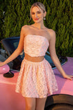 Blush Floral Strapless 2-Piece Cocktail Dress