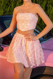 Blush Floral Strapless 2-Piece Cocktail Dress