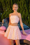 Blush Floral Strapless 2-Piece Cocktail Dress