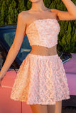 Blush Floral Strapless 2-Piece Cocktail Dress