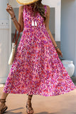 Blue Printed Sleeveless A Line Summer Dress