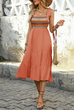 Light Khaki A Line Summer Dress with Bow