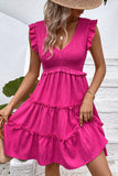 Black V-Neck Black Short Summer Dress
