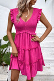 Black V-Neck Black Short Summer Dress